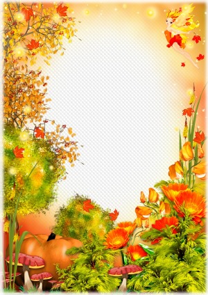 Golden autumn frame PNG, photo frame PSD, download