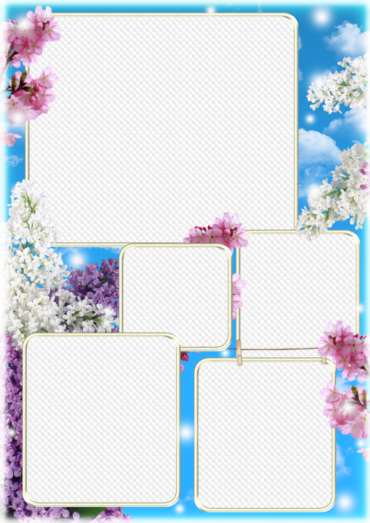 Springtime Photo Frames Spring png frame collage, psd photo frame