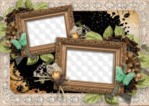 Wedding frame psd template for two photos with delicate roses, cell and ...