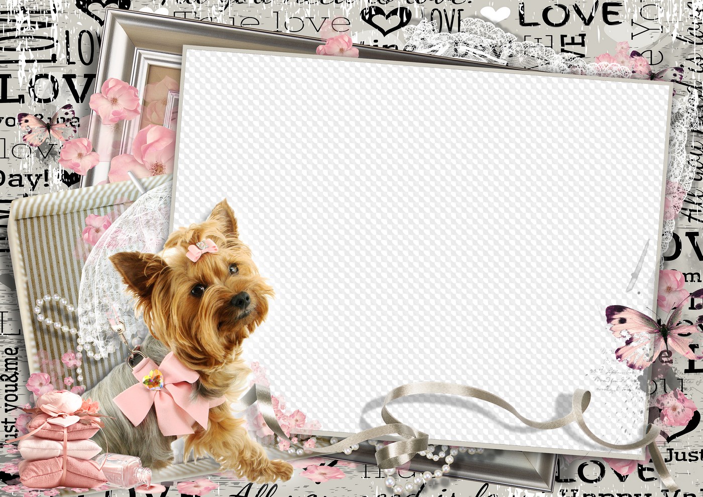Glamorous Yorkie photo frame