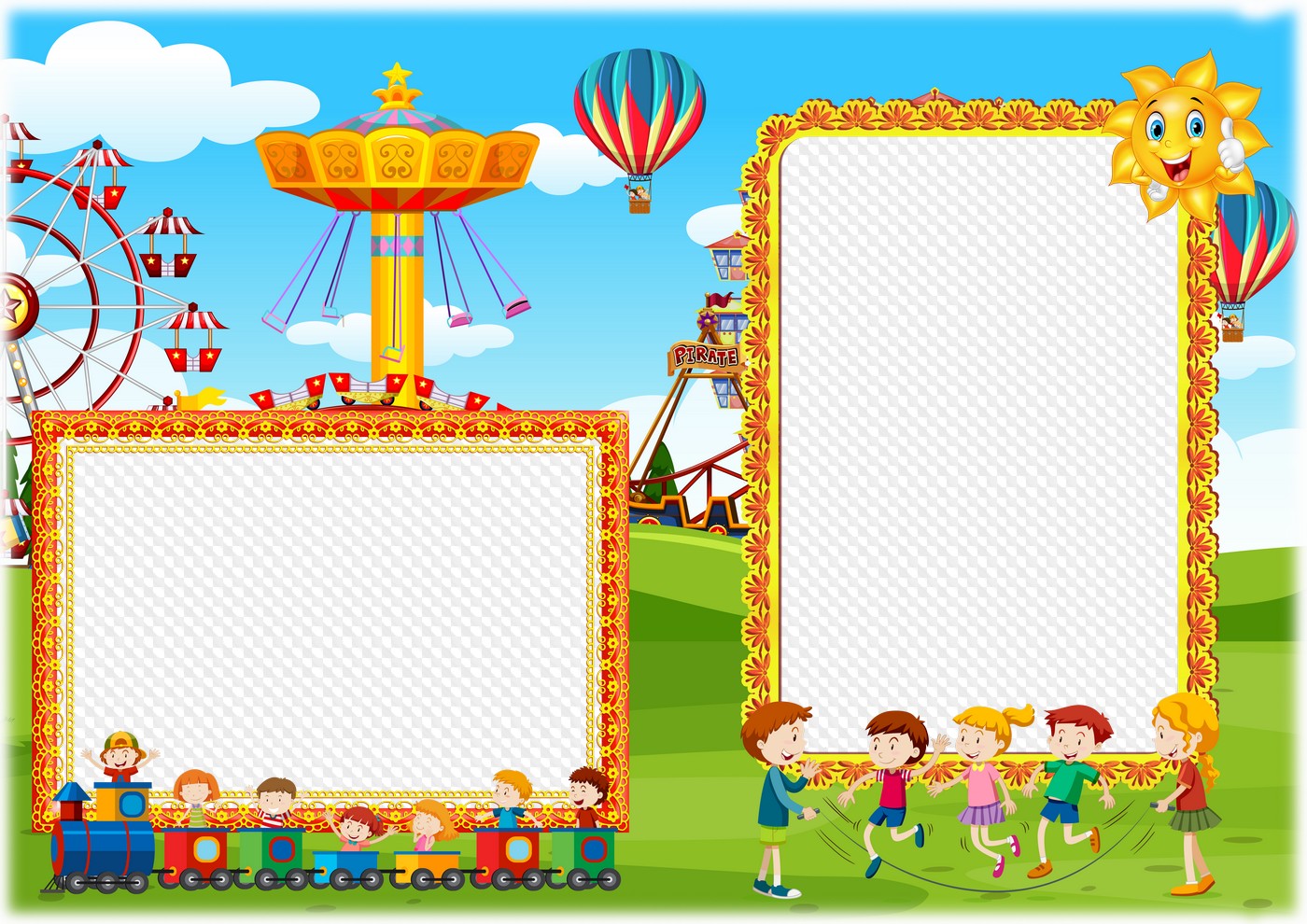 Child Ran Frame Children playing outside photo frame for two photos