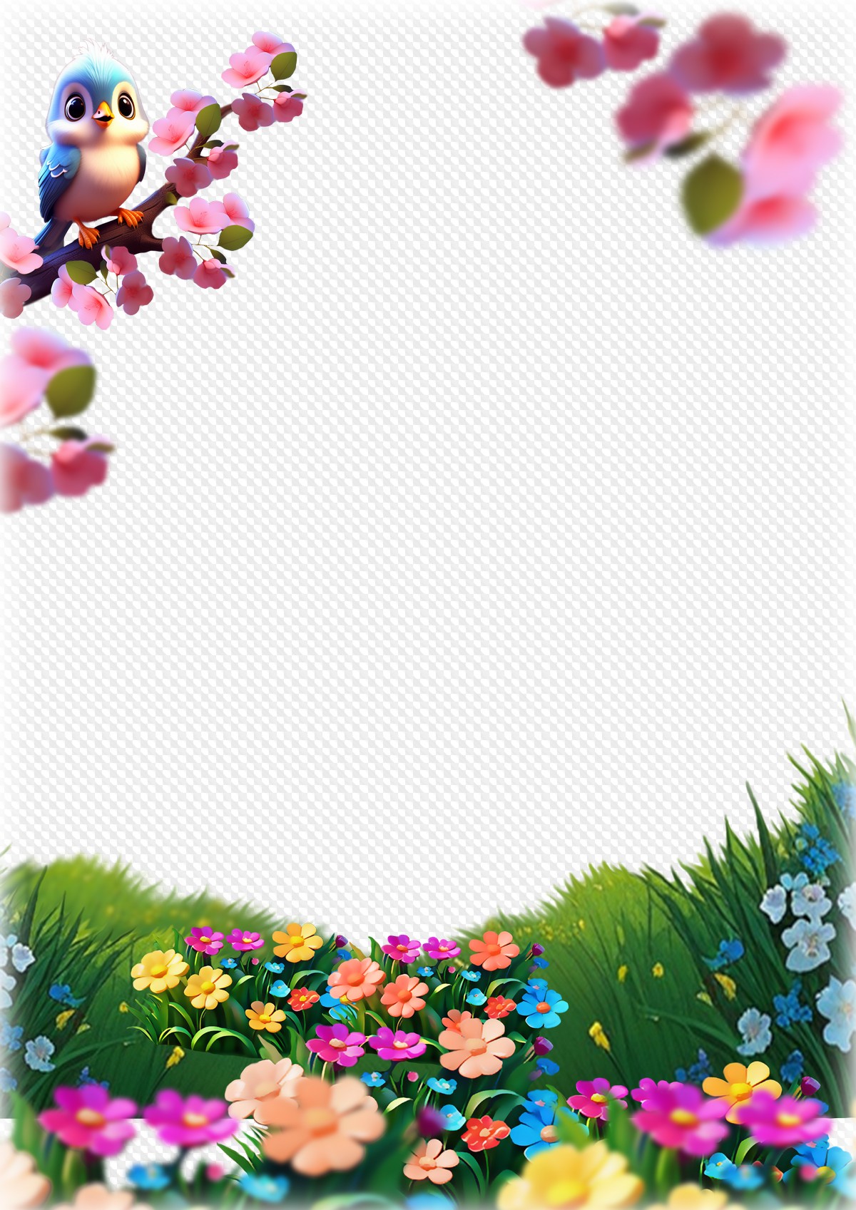 Spring Flower Photo Frame Printable spring photo frame template PSD and PNG