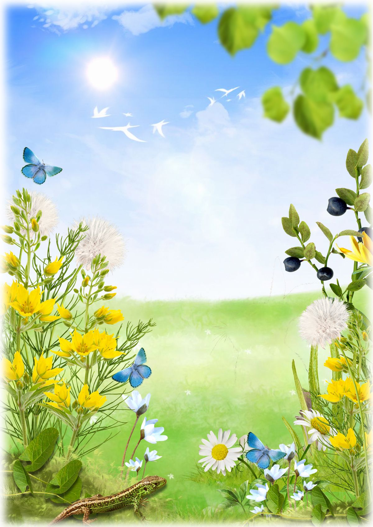 Spring Flower Photo Frame Printable Spring Photo Frame PSD or PNG